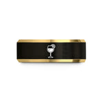 couples promise rings set – black & gold tungsten sangria glass wedding band