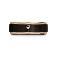 engraved couples rings set – black & rose gold tungsten sangria glass wedding band