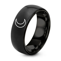 Tungsten Ring Sets for Couples – black tungsten silver luna ring