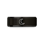 engraved rings for couples – black tungsten silver luna wedding band