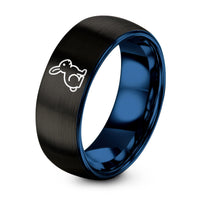 Tungsten Rings BLACK BLUE for Men – black & blue tungsten chocolate bunny ring