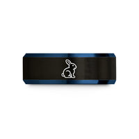 blue tungsten men's ring – black & blue tungsten chocolate bunny wedding band