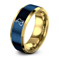 tungsten carbide men's ring – gold & blue tungsten chocolate bunny ring