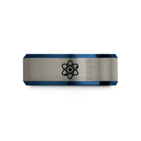 tungsten carbide ring him – black & blue & gray tungsten atom wedding band