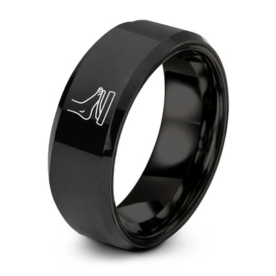 Sustain Pedal – Tungsten Wedding Band, 8 mm, Black Comfort-Fit Unisex