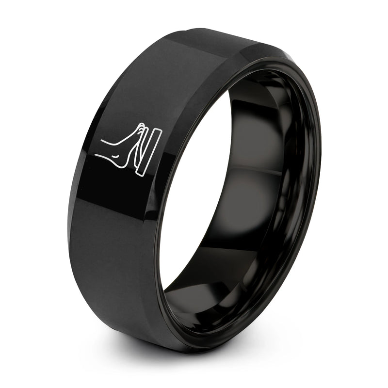 Sustain Pedal – Tungsten Wedding Band, 8 mm, Black Comfort-Fit Unisex