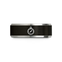 engraved rings for her – black & gray tungsten barometer wedding band