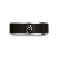 comfort-fit tungsten bands – black & gray tungsten hurricane symbol wedding band
