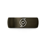 engraved rings for couples – gunmetal & black tungsten hurricane symbol wedding band