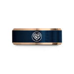 matching wedding bands unisex – rose gold & blue tungsten mosaic heart wedding band