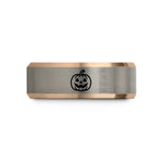engraved tungsten couples rings – black & rose gold & silver tungsten smiling lantern wedding band