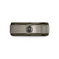 engraved tungsten couples rings – gunmetal & rose gold & grey tungsten smiling lantern wedding band