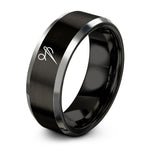 matching bands for couples – black & silver tungsten needle threader ring