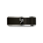 unique rings for partners – black & silver tungsten needle threader wedding band