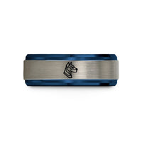his and hers tungsten rings – black & blue & grey tungsten robo dog wedding band