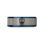 custom couples rings set – blue & silver tungsten dip 8 ic wedding band
