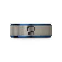 custom couples rings set – blue & silver tungsten dip 8 ic wedding band