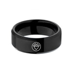matching rings for couples – black tungsten heart paw wedding band