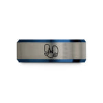 matching band set tungsten – black & blue & silver tungsten regulator setup wedding band