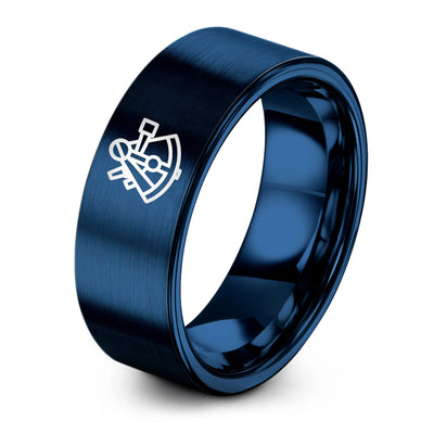 Sextant – Tungsten Wedding Band, 8 mm, Blue Comfort-Fit Unisex