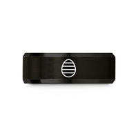 couples promise rings set – black & gold tungsten striped egg wedding band