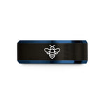 engraved tungsten rings men – black & blue tungsten bee wedding band