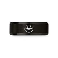 engraved tungsten promise rings – black tungsten mezzaluna wedding band