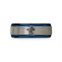 men and women tungsten rings – blue & grey tungsten skate trucks wrench wedding band