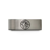 men's comfort fit rings – blue & gray tungsten dotted world map wedding band