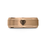 engraved rings for couples – rose gold tungsten latte art heart wedding band