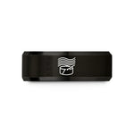 rings with laser engraving – black & rose gold tungsten stripes band wedding band