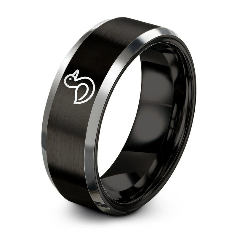 Duck – Tungsten Wedding Band, 8 mm, Black, Gray Comfort-Fit Unisex