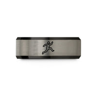 comfort fit tungsten ring – black & silver tungsten jump silhouette wedding band