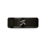 matching tungsten bands set – black tungsten jump silhouette wedding band