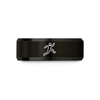 matching tungsten bands set – black tungsten jump silhouette wedding band