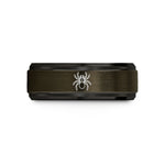 comfort fit rings men – gunmetal & black tungsten tarantula top view wedding band