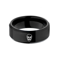 black tungsten wedding bands – black tungsten anatomical skull front wedding band
