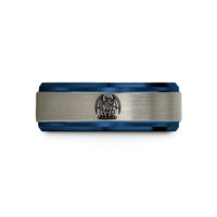 matching tungsten ring sets – black & blue & gray tungsten gargoyle wedding band