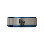 custom engraved tungsten band – blue & grey tungsten rome wedding band