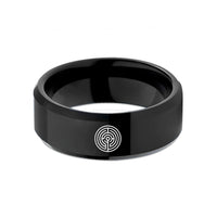 custom engraved tungsten ring – black tungsten turing labyrinth wedding band