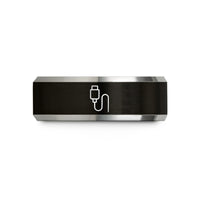 matching wedding rings sets – black & gray tungsten usb c cable wedding band