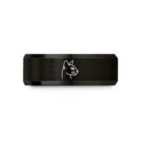 tungsten ring with engraving – black tungsten siamese icon wedding band