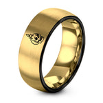 Tungsten Rings for Men And Women – black & gold tungsten skull dripping candle ring