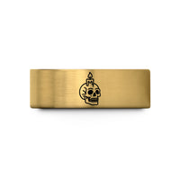 her tungsten wedding band – gold tungsten skull dripping candle wedding band