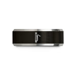 engraved tungsten ring him – black & gray tungsten bassoon wedding band