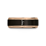 men’s wedding bands tungsten – black & rose gold tungsten bassoon wedding band