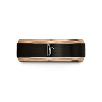 men’s wedding bands tungsten – black & rose gold tungsten bassoon wedding band