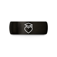 comfort fit men's ring – black tungsten heart graduation cap wedding band