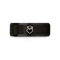 comfort fit men's ring – black tungsten heart graduation cap wedding band