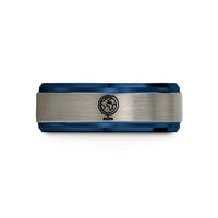 men's tungsten comfort fit – black & blue & grey tungsten planisphere wedding band